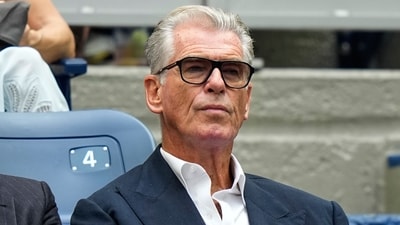 Pierce Brosnan attends the men's singles final of the U.S. Open tennis championships between Alexander Zverev, of Germany, and Ben Shelton, of the United States, Sunday, Sept. 13, 2026, in New York. (AP Photo/Frank Franklin II) (AP Photo/Frank Franklin II) Pierce Brosnan attends the men's singles final of the U.S. Open tennis championships between Alexander Zverev, of Germany, and Ben Shelton, of the United States, Sunday, Sept. 13, 2026, in New York. (AP Photo/Frank Franklin II) (AP Photo/Frank Franklin II)