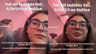 Woman questioning crew about a delayed flight. (Instagram/@_annieirl_) Woman questioning crew about a delayed flight. (Instagram/@_annieirl_)