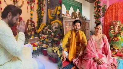 নিজের বাড়িতেই পুজো দিলেন জিৎ-যশ-নুসরত