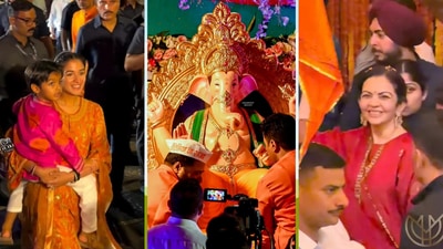 The Ambani family was filmed welcoming Ganpati Bappa to Antilia