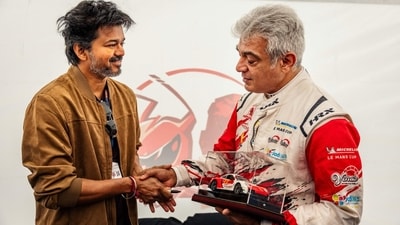 Ajith Kumar and CM Vijay shook hands and posed for a picture. Ajith Kumar and CM Vijay shook hands and posed for a picture.