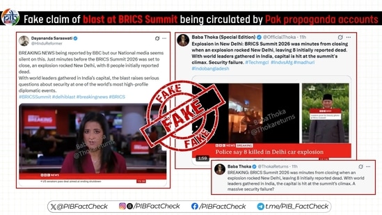 PIB fact checks false claims of blast before BRICS summit concluded in New Delhi. (X/PIB)
