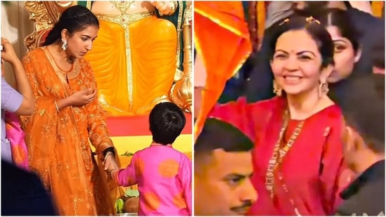Nita Ambani, Radhika  Merchant welcome ‘Antilia Cha Raja’ in glam ethnic looks