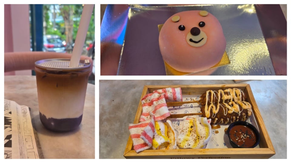 Dirty ube latte, fruit mochi and corn dog were tried from the menu. (Picture credit: Adrija Dey) Dirty ube latte, fruit mochi and corn dog were tried from the menu. (Picture credit: Adrija Dey)