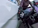 A woman biker Sia was injured after being hit by a motorist following an incident of road rage on Golf Course Road near Sector 55-56 Rapid Metro Station, in Gurugram, India, 