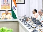 Chief minister Yogi Adityanath chairs cabinet meeting in Lucknow on Tuesday. (Deepak Gupta/HT)