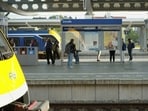 People gather on a train platform after suspected sabotage disrupted Dutch train services, in Zwolle, Netherlands, in this screengrab taken from a video released on September 15, 2026. (via REUTERS)