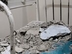 No one was injured in the incident as the bed on which the debris fell was vacant at the time. A woman and her baby adjacent to the site were moved to a safer place following the incident (HT Photo)