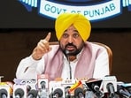 Punjab CM Bhagwant Mann addresses a press conference regarding the state government's actions and achievements against organised crime, terrorism, and drugs, in Chandigarh on Monday. (Sourced)