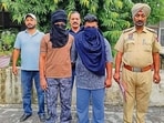 The accused in the custody of Anti-Narcotics Task Force in Ludhiana on Monday. (HT Photo)