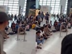 The departures were rescheduled several times throughout the day, leading to unrest among passengers at the airport.