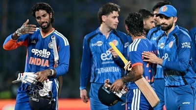 Tilak Varma and Ishan Kishan guided India home as they won by seven wickets and took an unassailable 2-0 lead in the series. (AFP) Tilak Varma and Ishan Kishan guided India home as they won by seven wickets and took an unassailable 2-0 lead in the series. (AFP)