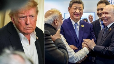 ডোনাল্ড ট্রাম্পকে বুড়ো আঙুল দেখাল নরেন্দ্র মোদী ও ভ্লাদিমির পুতিনের জুটি। (ছবি সৌজন্যে এএফপি এবং পিটিআই) ডোনাল্ড ট্রাম্পকে বুড়ো আঙুল দেখাল নরেন্দ্র মোদী ও ভ্লাদিমির পুতিনের জুটি। (ছবি সৌজন্যে এএফপি এবং পিটিআই)