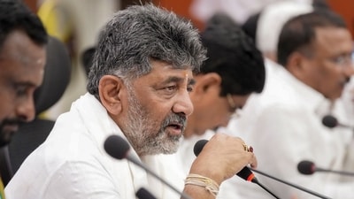 Karnataka CM D K Shivakumar hits out at BJP leaders over the Ganesh procession row in Bengaluru on Tuesday.
