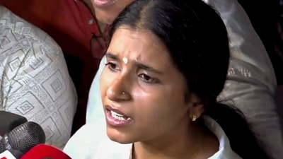 Woman biker Shivani Chauhan, who identifies herself as Sia, speaks to the media following a video surfaced on social media showing her riding a bike after a speeding car allegedly hit her. (PTI) Woman biker Shivani Chauhan, who identifies herself as Sia, speaks to the media following a video surfaced on social media showing her riding a bike after a speeding car allegedly hit her. (PTI)