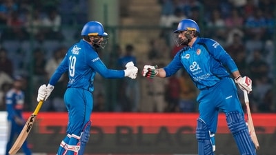 Rashid Khan and Mohammad Nabi put up a late fight with the bat to take Afghanistan's total to 159/8 in 20 overs. (PTI) Rashid Khan and Mohammad Nabi put up a late fight with the bat to take Afghanistan's total to 159/8 in 20 overs. (PTI)