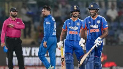 Sanju Samson, right, starred for India with a 22-ball 57. (PTI)