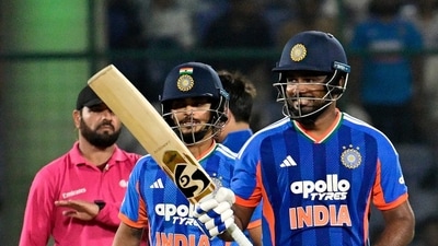 Sanju Samson set up the chase for India with a blistering 57 off 22 balls. His partnership with Abhishek Sharma ended the match as a contest inside the first six overs. (Rahul Singh) Sanju Samson set up the chase for India with a blistering 57 off 22 balls. His partnership with Abhishek Sharma ended the match as a contest inside the first six overs. (Rahul Singh)