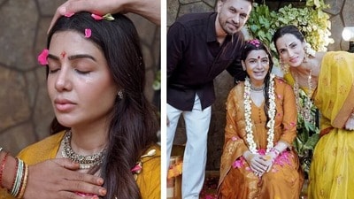 মঞ্চ উচ্চারণের মাধ্যমে সম্পন্ন সামান্থার সাধের অনুষ্ঠান মঞ্চ উচ্চারণের মাধ্যমে সম্পন্ন সামান্থার সাধের অনুষ্ঠান
