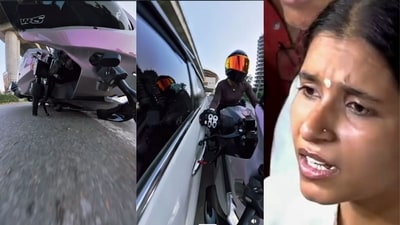 In the video, now accused Kalyan Bainsla, is seen allegedly ramming his car into her following a road-rage incident. (Instagram/PTI)
