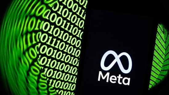 (FILES) This illustration photograph shows the logo of the US multinational technology Meta company 