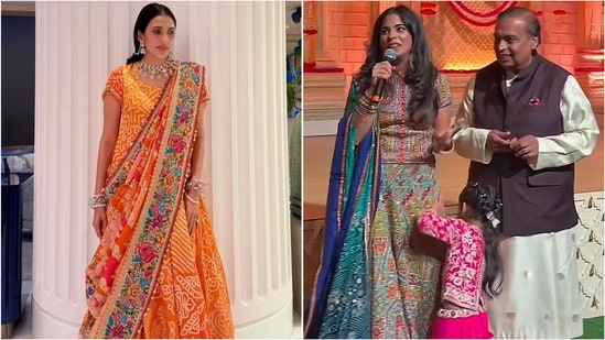 Isha Ambani and Shloka Mehta dazzled in stunning ethnic outfits at Ganesh Chaturthi celebrations.