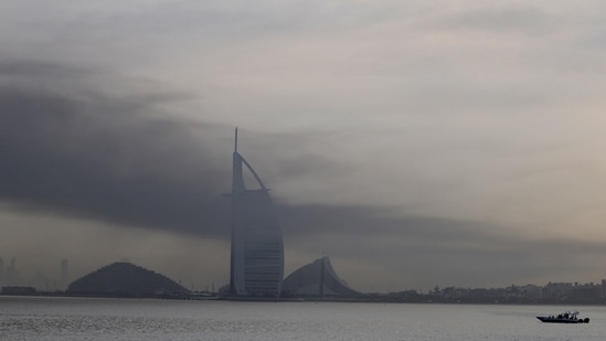 Smoke darkens the sky over Dubai following explosions in March.