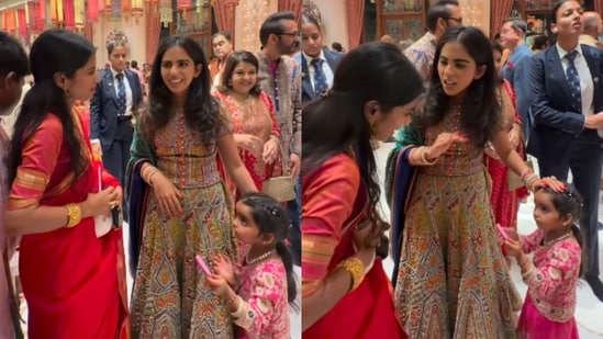 Maithili Thakur shared a sweet exchange with Isha Ambani at the Ambani family’s Ganesh Chaturthi celebrations. (Instagram/maithilithakur)