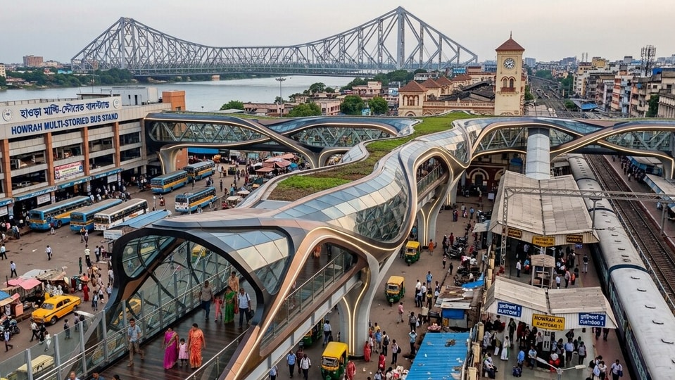হাওড়া স্টেশনে স্কাইওয়াক বা ফুটওভার ব্রিজ (FOB) তৈরির বিষয়ে ভাবনাচিন্তা করছে পূর্ব রেল। (ছবিটি প্রতীকী, সৌজন্যে ন্যানো ব্যানানা দিয়ে তৈরি)