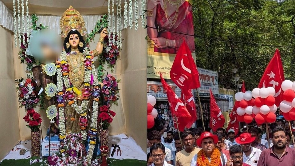 হলদিয়া ডকে বিশ্বকর্মা পুজোর অনুমতি দিল কলকাতা হাইকোর্ট। (ছবিটি প্রতীকী, সৌজন্যে এক্স @KunalGhoshAgain এবং ফেসবুক CPIM West Bengal)