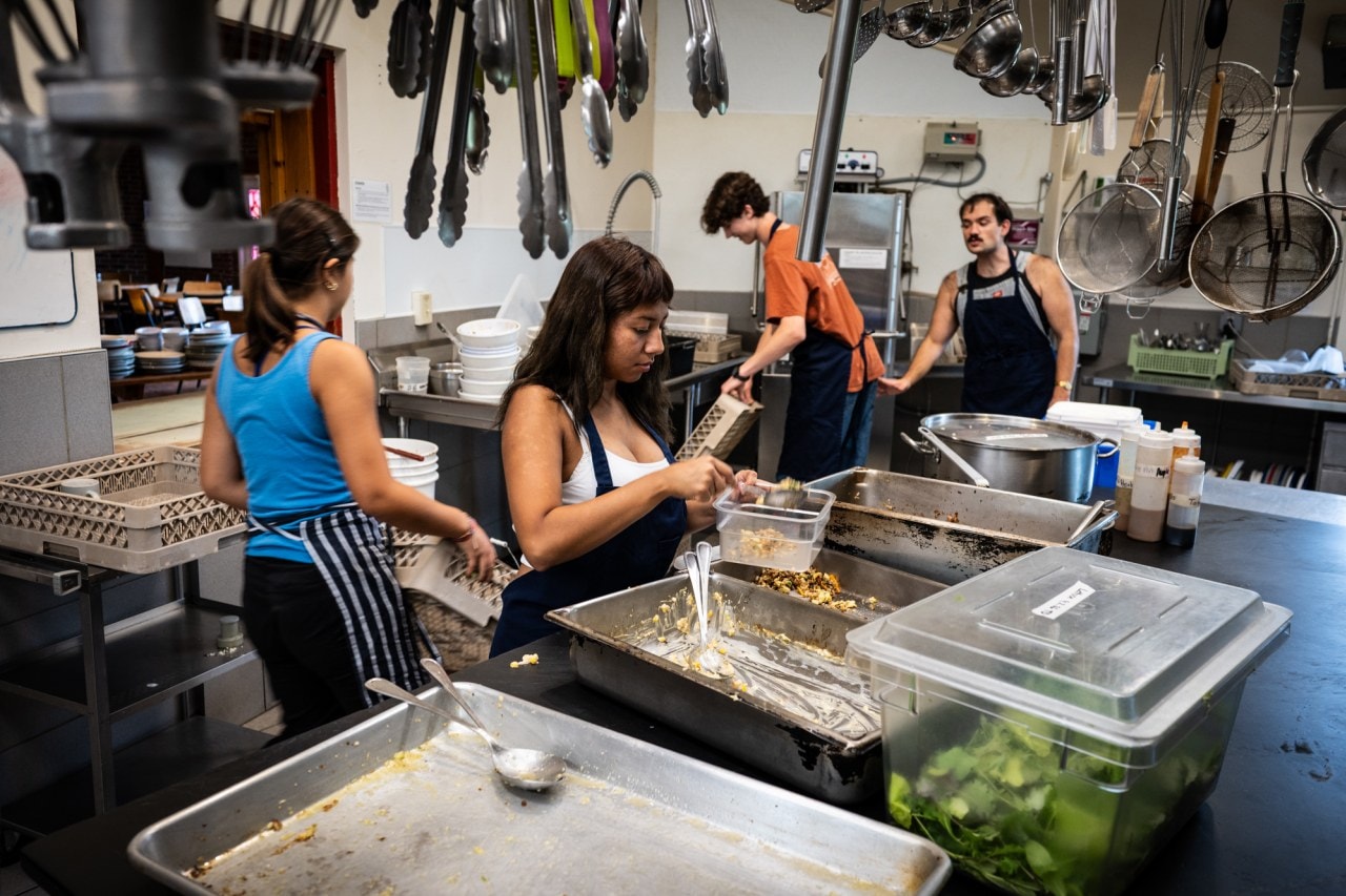The students are assigned to dish crews, where they’re responsible for cleaning up after meals. The students are assigned to dish crews, where they’re responsible for cleaning up after meals.