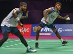 India’s Satwiksairaj Rankireddy and Chirag Shetty during their men’s doubles quarterfinal match against China’s Liang Wei Keng and Wang Chang at the BWF World Championships in New Delhi. (Sanchit Khanna/Hindustan Times)