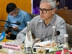 Jammu and Kashmir Chief Minister Omar Abdullah holds a meeting during his visit to Pulwama on Wednesday. (ANI)