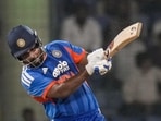 Sanju Samson plays a shot during the second T20I match against Afghanistan, in New Delhi on Tuesday. (PTI) Sanju Samson plays a shot during the second T20I match against Afghanistan, in New Delhi on Tuesday. (PTI)