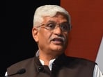 Union culture and tourism minister Gajendra Singh Shekhawat speaking after inaugurating the office of Panjab University Campus Students’ Council (PUCSC) president Ankit Bidhan at the PU Convention Centre during a cultural programme organised by ABVP. (HT File)