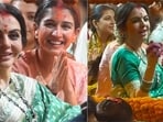 Radhika Merchant and Nita Ambani showcased their festive elegance during the Ganpati visarjan in Mumbai.(Instagram)