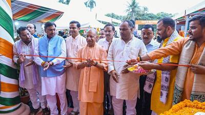 Chief minister Yogi Adityanath inaugurating Kalyan Mandapam in Gorakhpur on Wednesday. (ANI PHOTO)