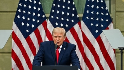 Trump administration grant cuts and federal funding freeze. (Photographer: Annabelle Gordon/UPI/Bloomberg)