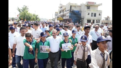 Himachal Pradesh Chief Minister Sukhvinder Singh Sukhu participates in the launch of the second phase of the anti-chitta Walkathon campaign in Una on Wednesday. (HT Photo) Himachal Pradesh Chief Minister Sukhvinder Singh Sukhu participates in the launch of the second phase of the anti-chitta Walkathon campaign in Una on Wednesday. (HT Photo)