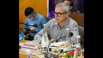 Jammu and Kashmir Chief Minister Omar Abdullah holds a meeting during his visit to Pulwama on Wednesday. (ANI) Jammu and Kashmir Chief Minister Omar Abdullah holds a meeting during his visit to Pulwama on Wednesday. (ANI)