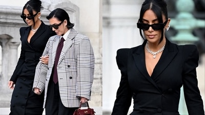 To testify at a Paris court in May 2025, Kim Kardashian arrived in an archival John Galliano’s spring/summer 1995 suit and jewels worth over $3 million (approximately ₹28 crore) To testify at a Paris court in May 2025, Kim Kardashian arrived in an archival John Galliano’s spring/summer 1995 suit and jewels worth over $3 million (approximately ₹28 crore)