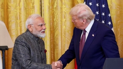US President Donald Trump and Prime Minister Narendra Modi shake hands as they attend a joint press conference at the White House in Washington. (File Photo/REUTERS)