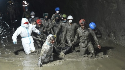 The floods also killed 43 people on the Chinese side, where more than 500 remain missing, according to Chinese media. (Nepal Army Handout via REUTERS)