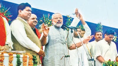 Narendra Modi took oath as chief minister of Gujarat on October 7, 2001, at Gandhinagar. (Getty Images) Narendra Modi took oath as chief minister of Gujarat on October 7, 2001, at Gandhinagar. (Getty Images)