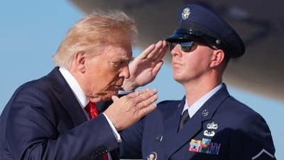 President Donald Trump salutes as he boards Air Force One, Wednesday, Sept. 16. (AP Photo/Alex Brandon) President Donald Trump salutes as he boards Air Force One, Wednesday, Sept. 16. (AP Photo/Alex Brandon)