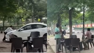 “Gaadi roko (stop the car)….Marungi nahi main, kuch bhi karwalo (I will not die. Do anything you want),” the woman is heard shouting. (Video screengrabs) “Gaadi roko (stop the car)….Marungi nahi main, kuch bhi karwalo (I will not die. Do anything you want),” the woman is heard shouting. (Video screengrabs)