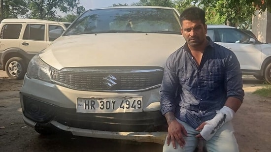 Police arrested Kalyan Bainsla who was involved in the road rage case at Golf Course Road in Gurugram. (HT Photo)