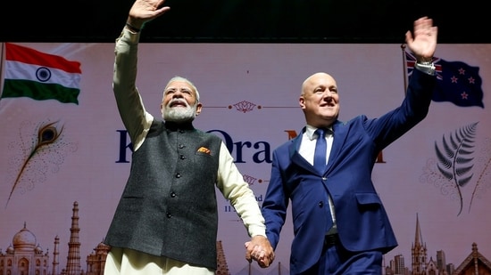 Prime Minister Narendra Modi and New Zealand Prime Minister Christopher Luxon. (ANI)