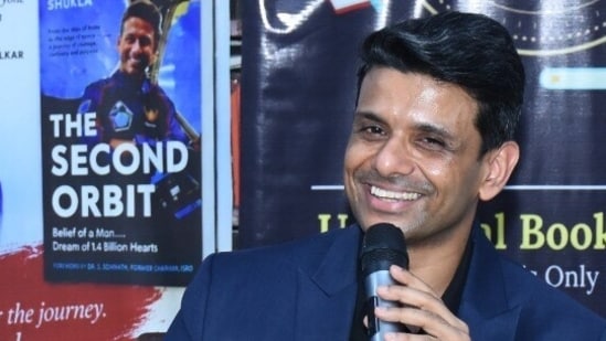 Astronaut Shubhanshu Shukla during his interaction with students in Lucknow on Tuesday