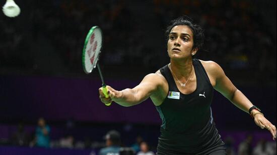 PV Sindhu competes against China’s Wang Zhi Yi at the BWF World Championships 2026 in New Delhi. (Sanchit Khann/Hindustan Times)